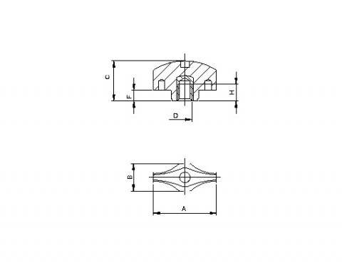 Flügelmutter G2 B - Technische Zeichnung | Kuala Kunststofftechnik GmbH